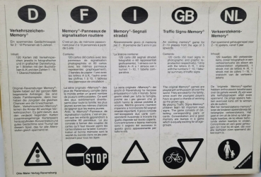 Ravensburger Memory Trafficsigns 1975 Societygame (7525)